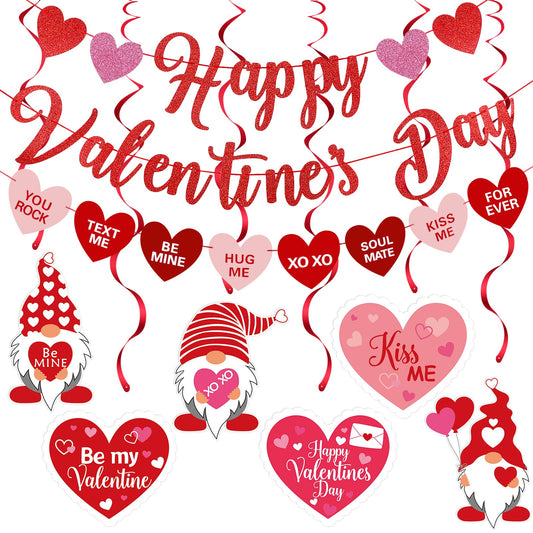 DANPORTBE Red Happy Valentines Day banner enhances party decor with bold color for photo backdrops.
