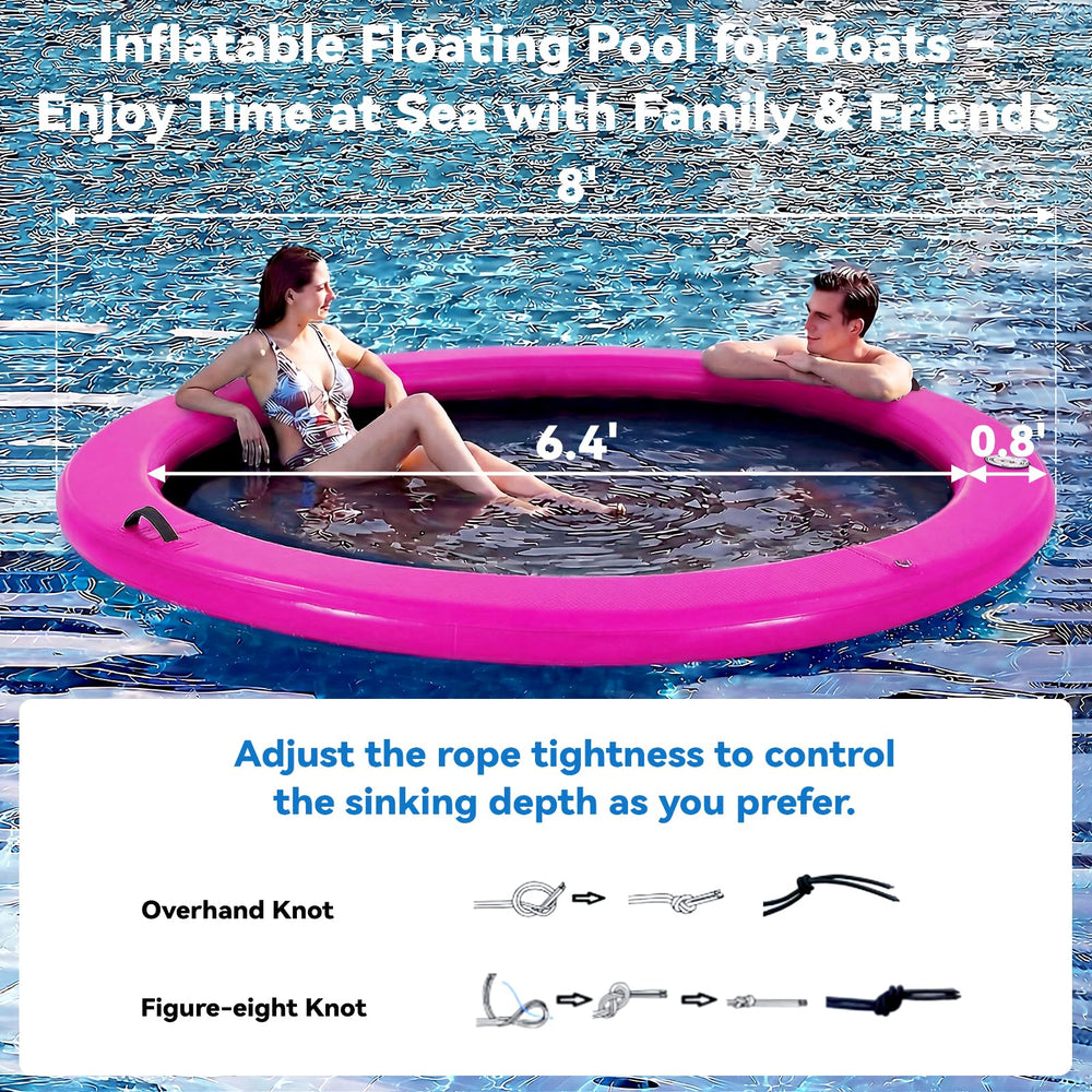 Danrelax Sunchill float ring hammock shows relaxed seating on water