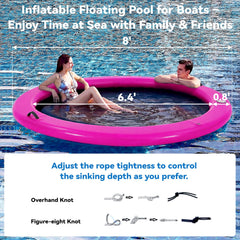 Danrelax Sunchill float ring hammock shows relaxed seating on water