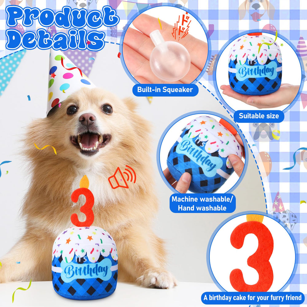 Dansydaisy squeaky cream toy action enhances interactive play.