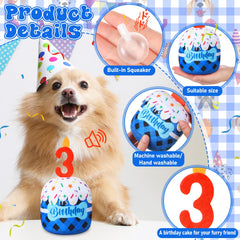 Dansydaisy squeaky cream toy action enhances interactive play.