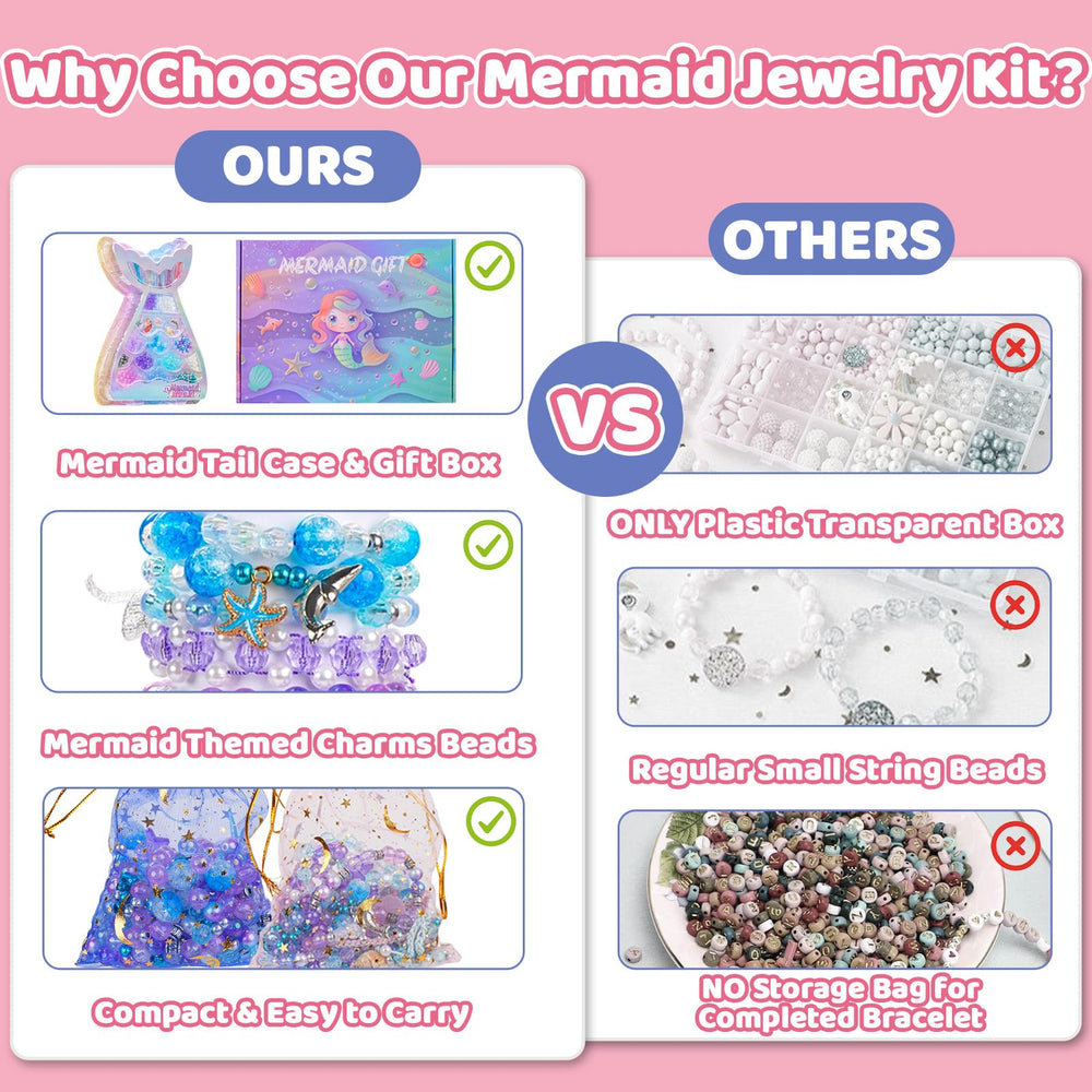 Danvren mermaid-tail storage case organizing beads and accessories