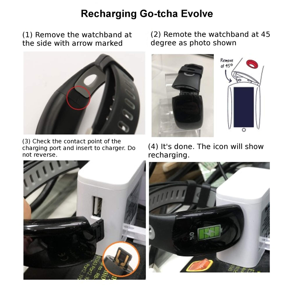 Pedometer on Go-tcha Evolve tracks steps for daily fitness goals.