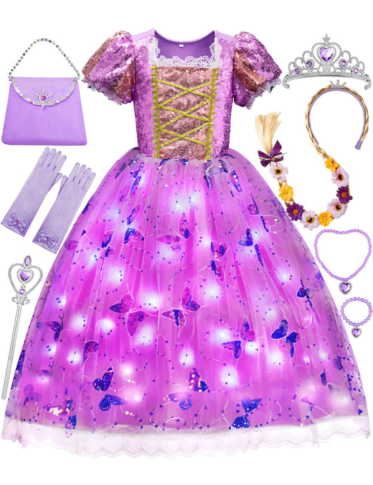 Davvew princess dress LED skirt glows for magical party moments