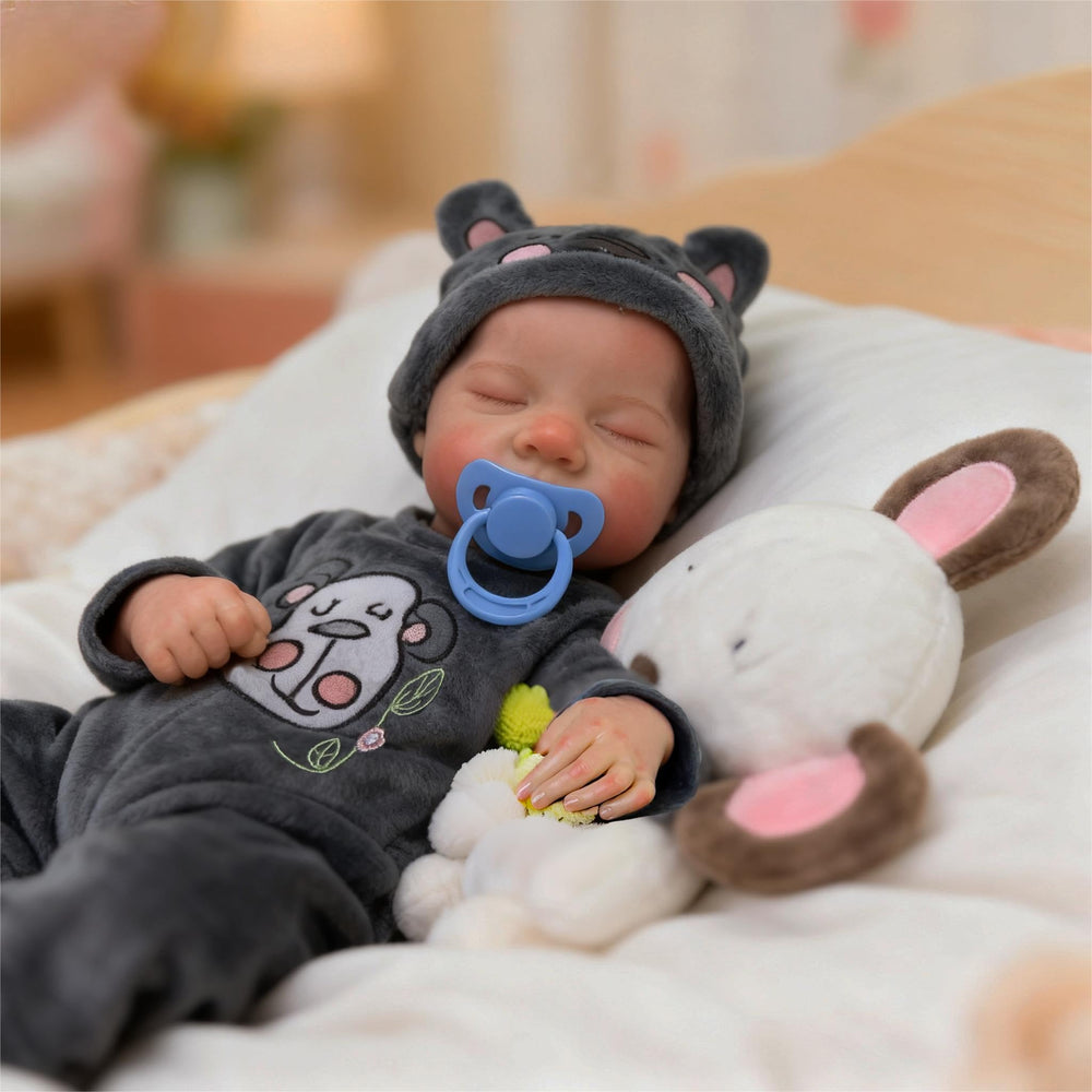 DAYOFF KIDS Reborn doll includes bottle and pacifier for nurturing play.