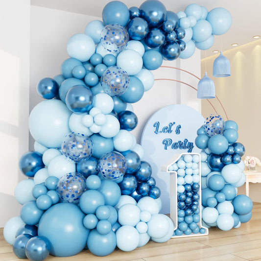 DBKL blue balloon garland arch kit for a dramatic baby shower backdrop