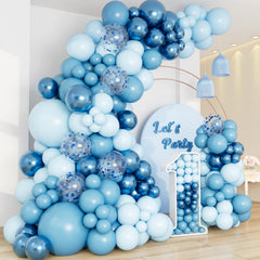 DBKL blue balloon garland arch kit for a dramatic baby shower backdrop