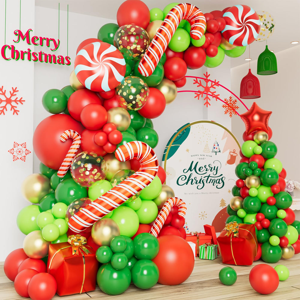 DBKL Christmas balloon arch kit assembly in progress for a festive backdrop