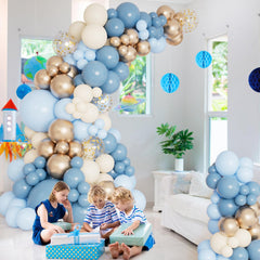 DBKL dusty blue arch kit with 12-inch balloons for airy ceremony decor.