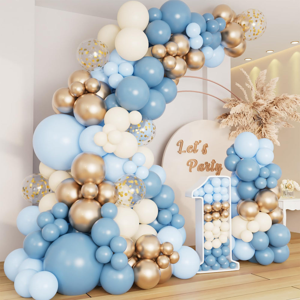 DBKL dusty blue arch kit with 18-inch balloons for dramatic entry decor.