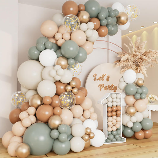 DBKL dusty green nude balloon arch kit setup for elegant celebrations