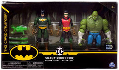 DC Caped Crusader figure with swamp backdrop, ideal for imaginative play and display.