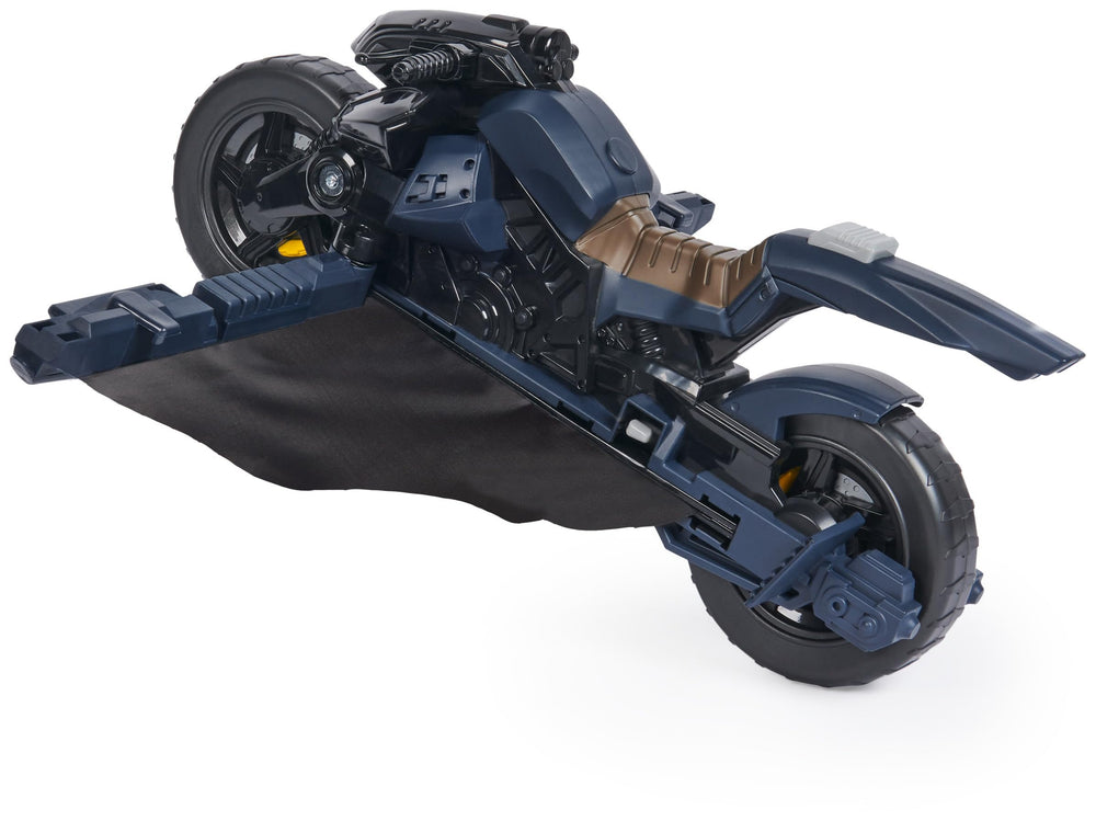 DC Comics Batcycle compatible with 12-inch figures for expanded play.