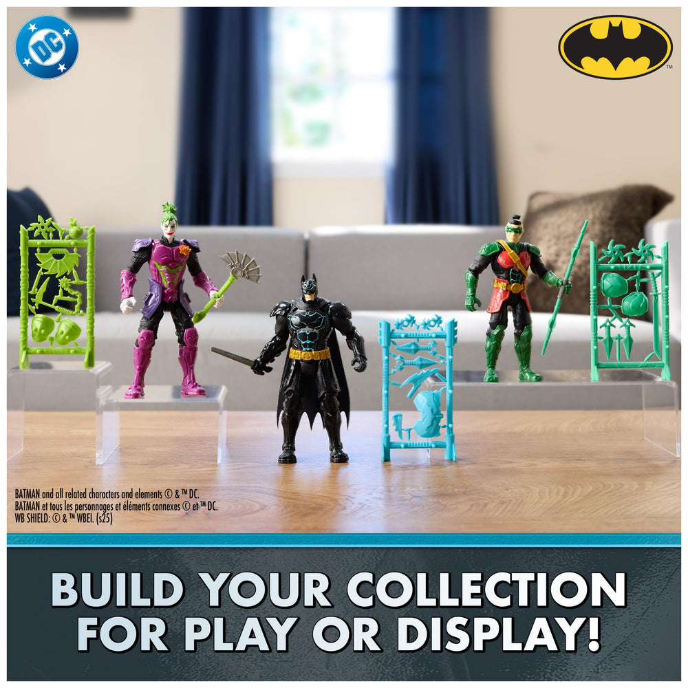 DC Comics Pop-out weapons pack enhances battles with quick accessory swaps.