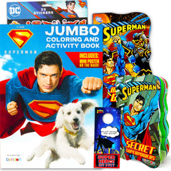 DC Comics Superman coloring set cover art inviting creative play for kids.