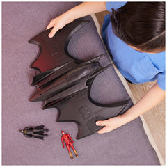 Dynamic battle poses enabled by the 4-inch figures and Batwing