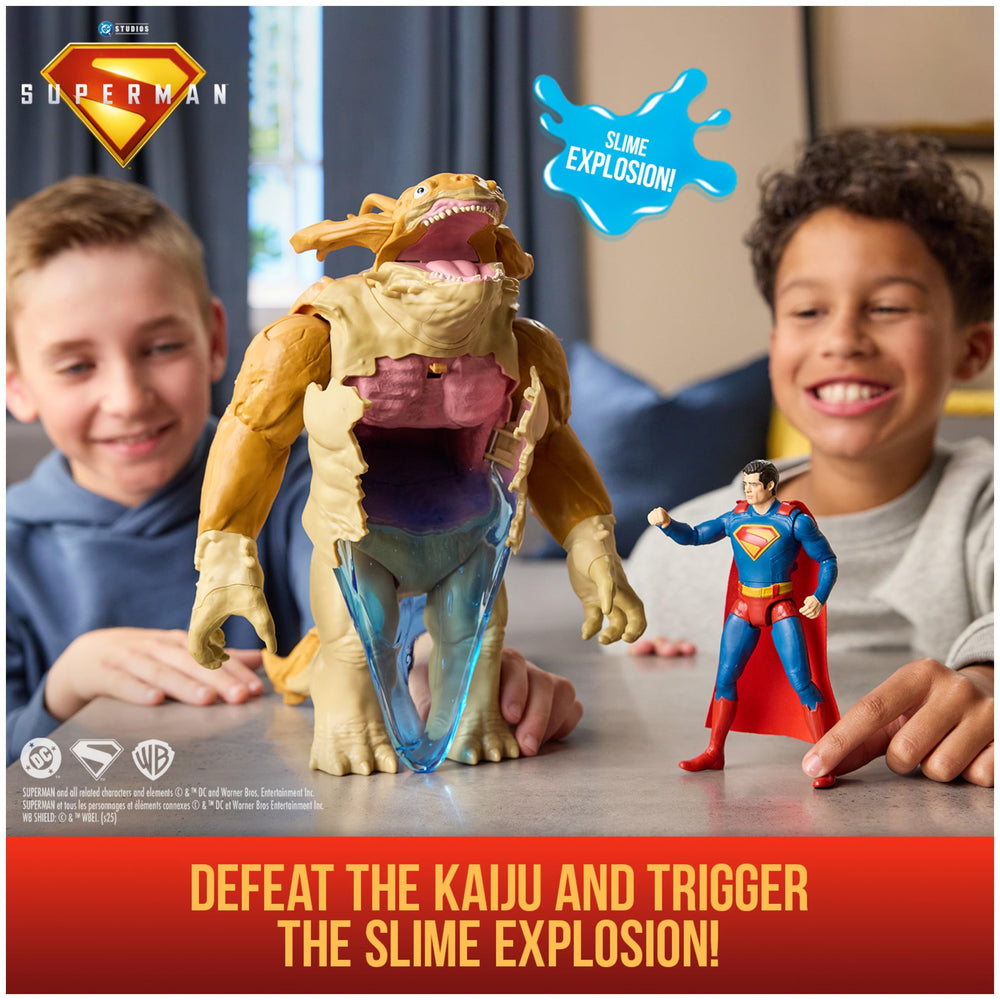 DC Comics blue slime eruption adds tactile victory moment for kids.
