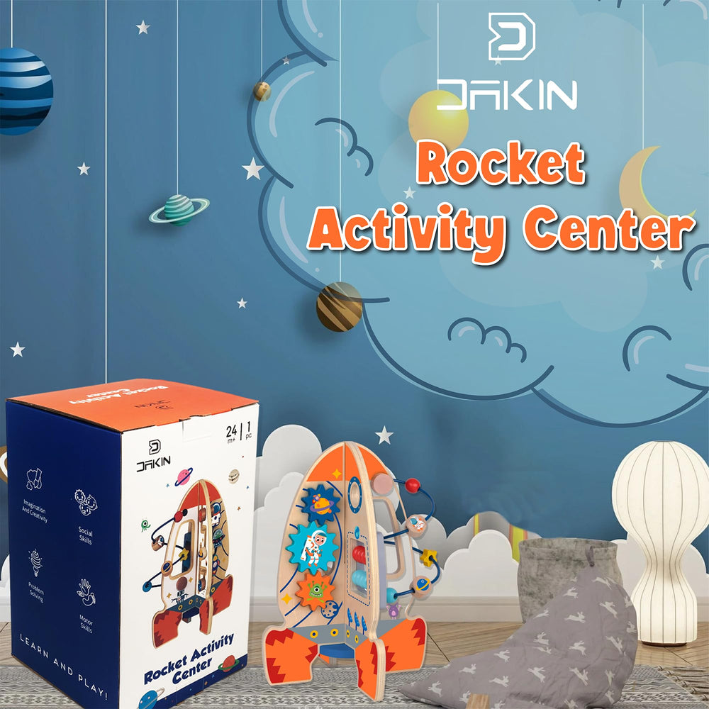 DDAKIN Rocket toddler activity center side view featuring spinner and path
