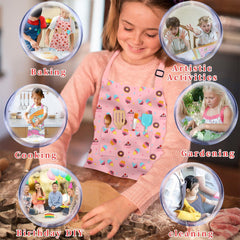 DEABOLAR donut and strawberry patterns apron, vivid prints inspire playful cooking.