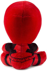 Deadpool 7.5-inch plush sits with locked legs for stable display