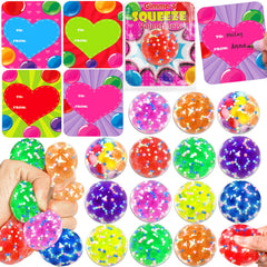 Dealot 24-pack valentines stress balls in eight colors for classroom gift exchanges