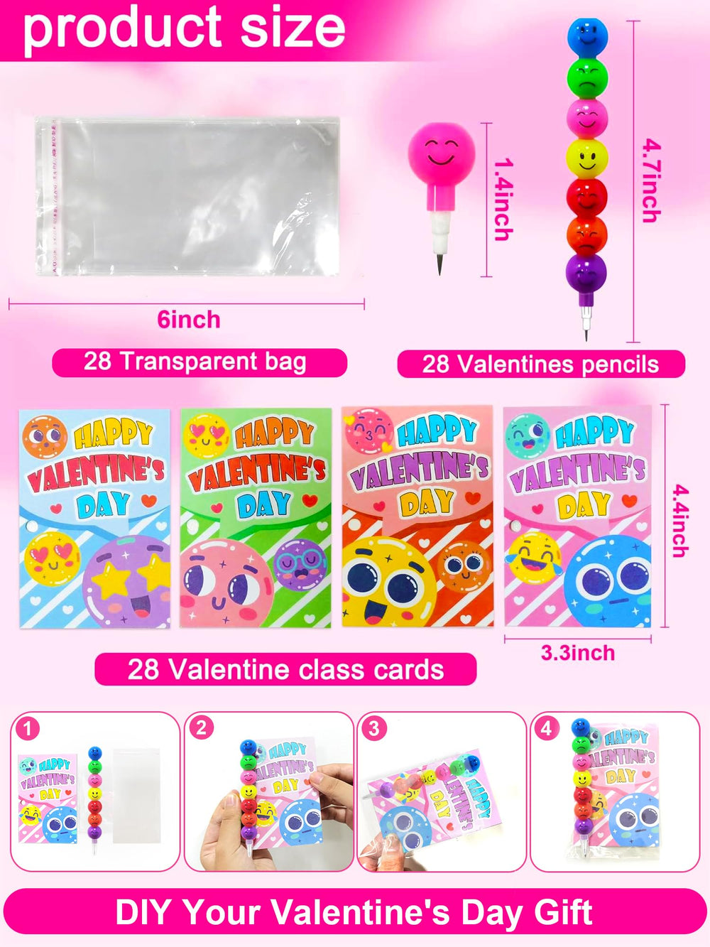 Dealot valentines-cards designs with to/from fields paired with pencils.