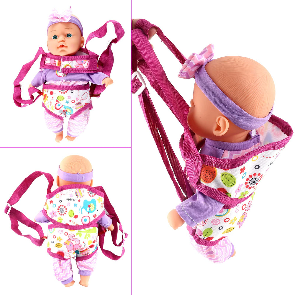 deAO baby carrier enables hands-free role play while caring for dolls.