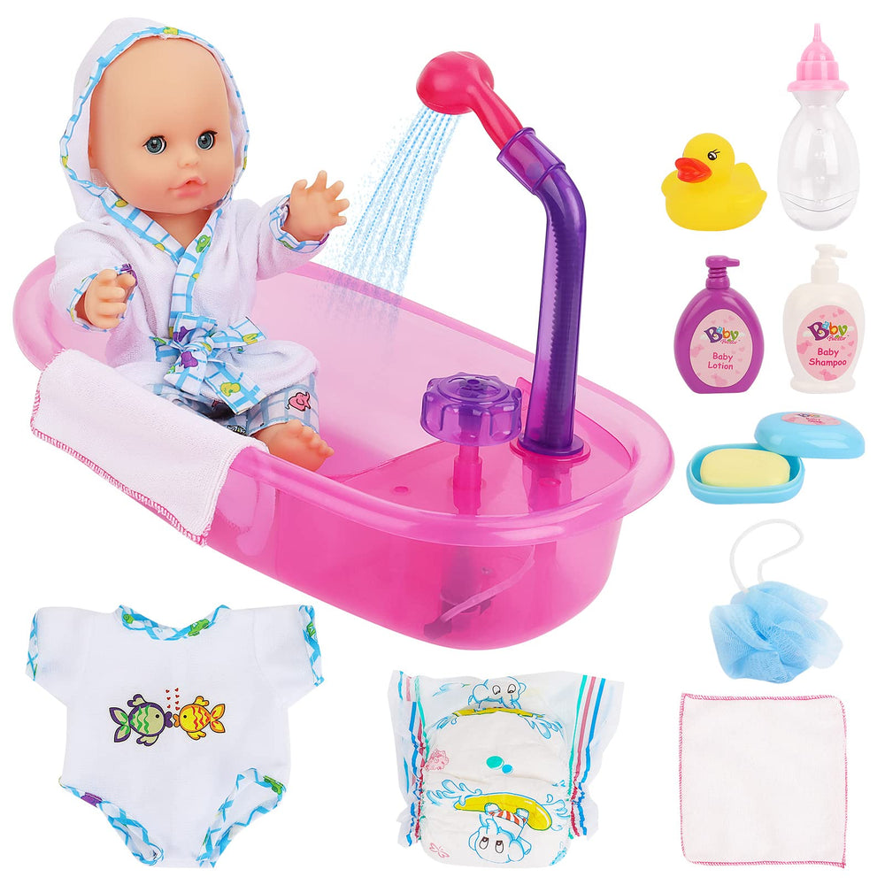 deAO baby doll bath set bathtub: durable, safe play tub for imaginative bath time