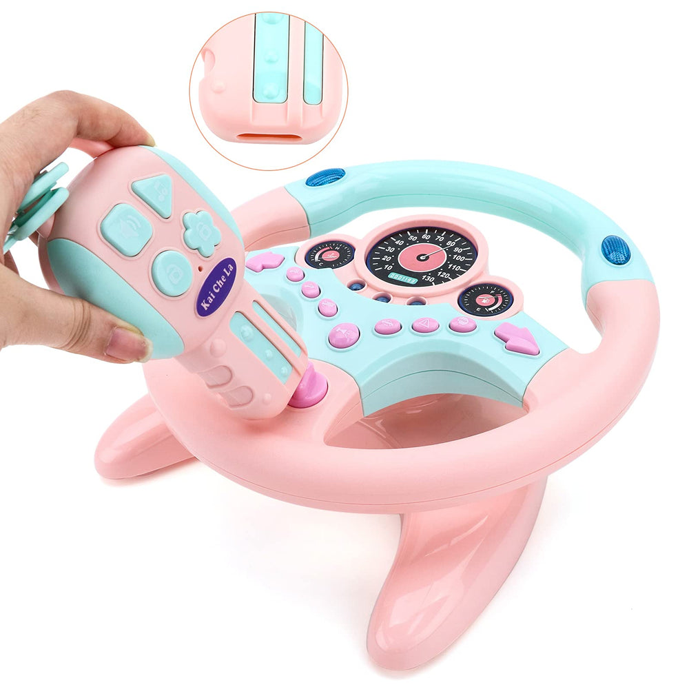 deAO Kids Steering Wheel key-interactive invites safe ignition play during car trips.