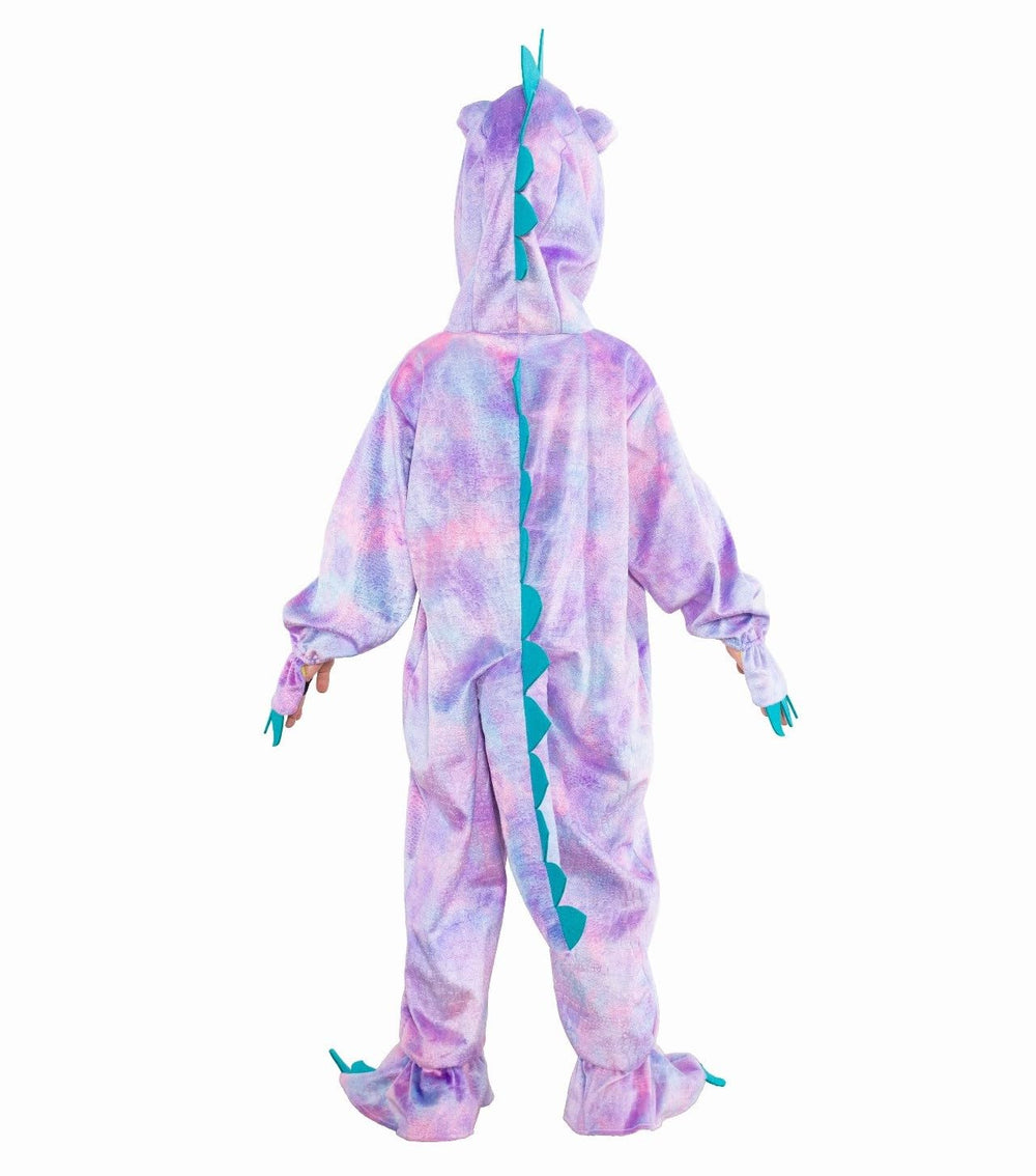 DearSun dino costume with free-movement feet; prevents trips during play.