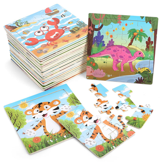 DEAYOU 24-pack animal puzzles boost early spatial skills with colorful wildlife scenes