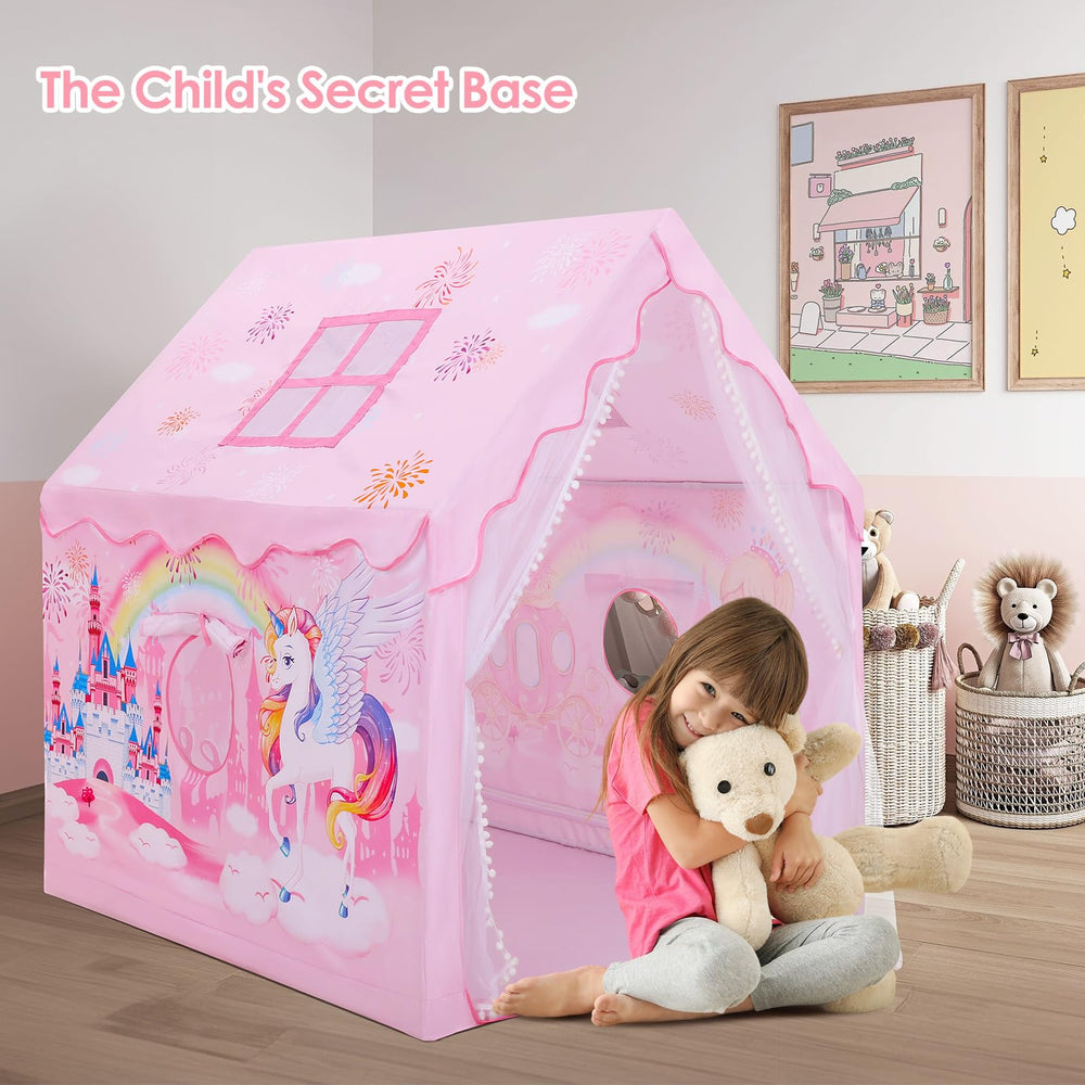 Decalsweet kids tent folded for compact portability, easy to carry anywhere.