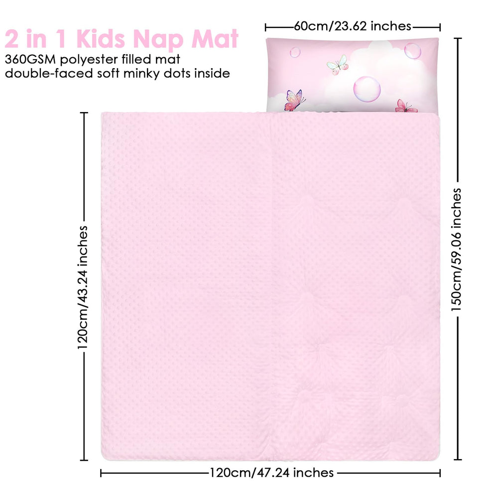 Decalsweet toddler nap mat with double-zip design for flexible sleeping positions