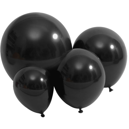 DECGOL latex balloons in black, 100-pack, ideal for DIY garland projects.