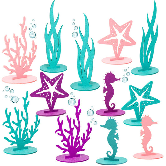 DECHISY mermaid centerpiece coralβvibrant table decor for ocean-themed parties.