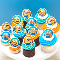 DecoPac Minions cupcake rings show three colorful designs for versatile decorating.