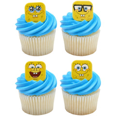 DecoPac SpongeBob mood faces ring 24-pack on cupcake adds playful character.
