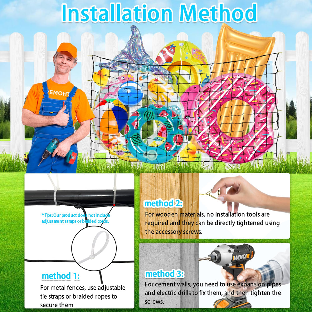 DECORSWITH durable net dries quickly after use and resists outdoor wear.