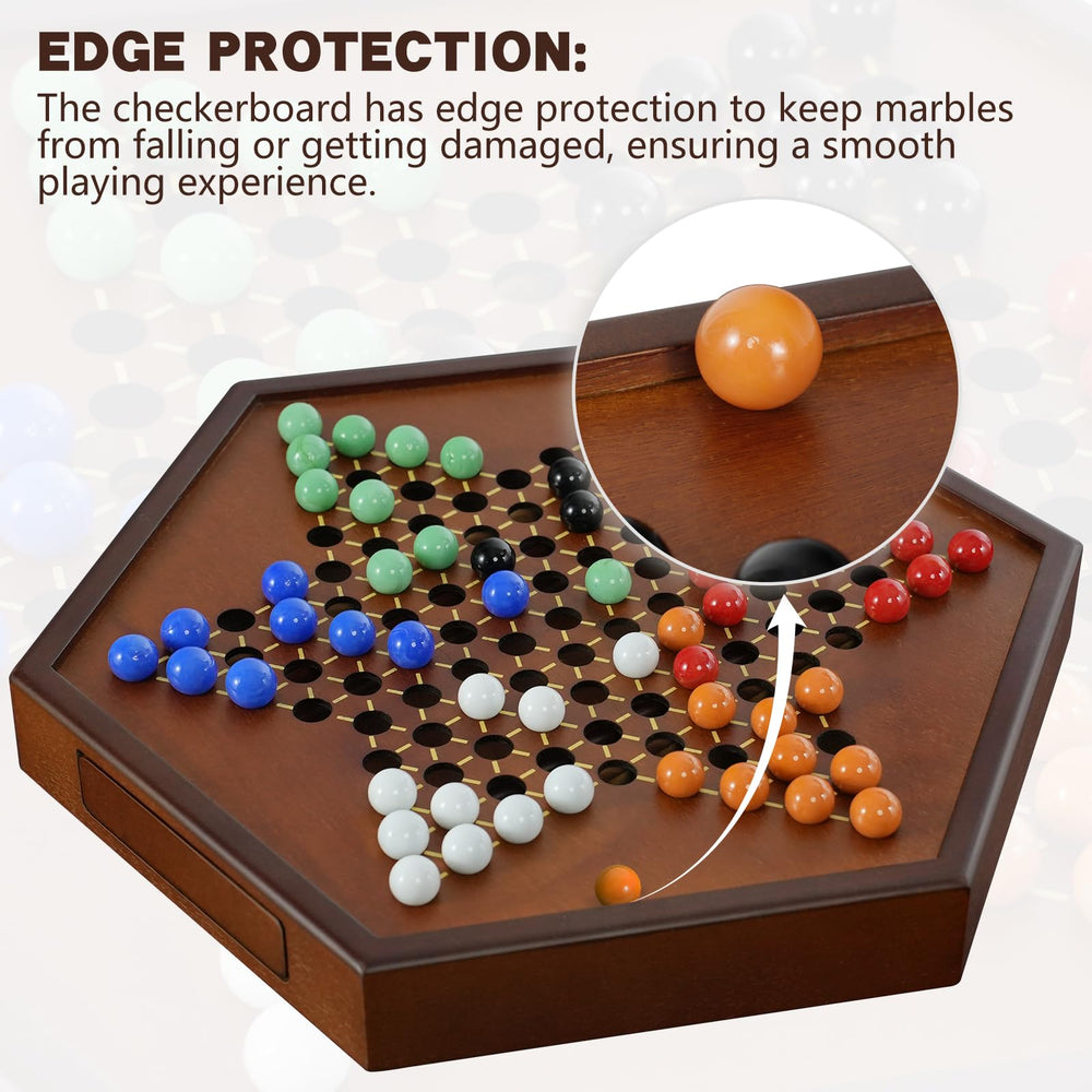 DecoWoodo drawer storage keeps marbles organized between rounds.