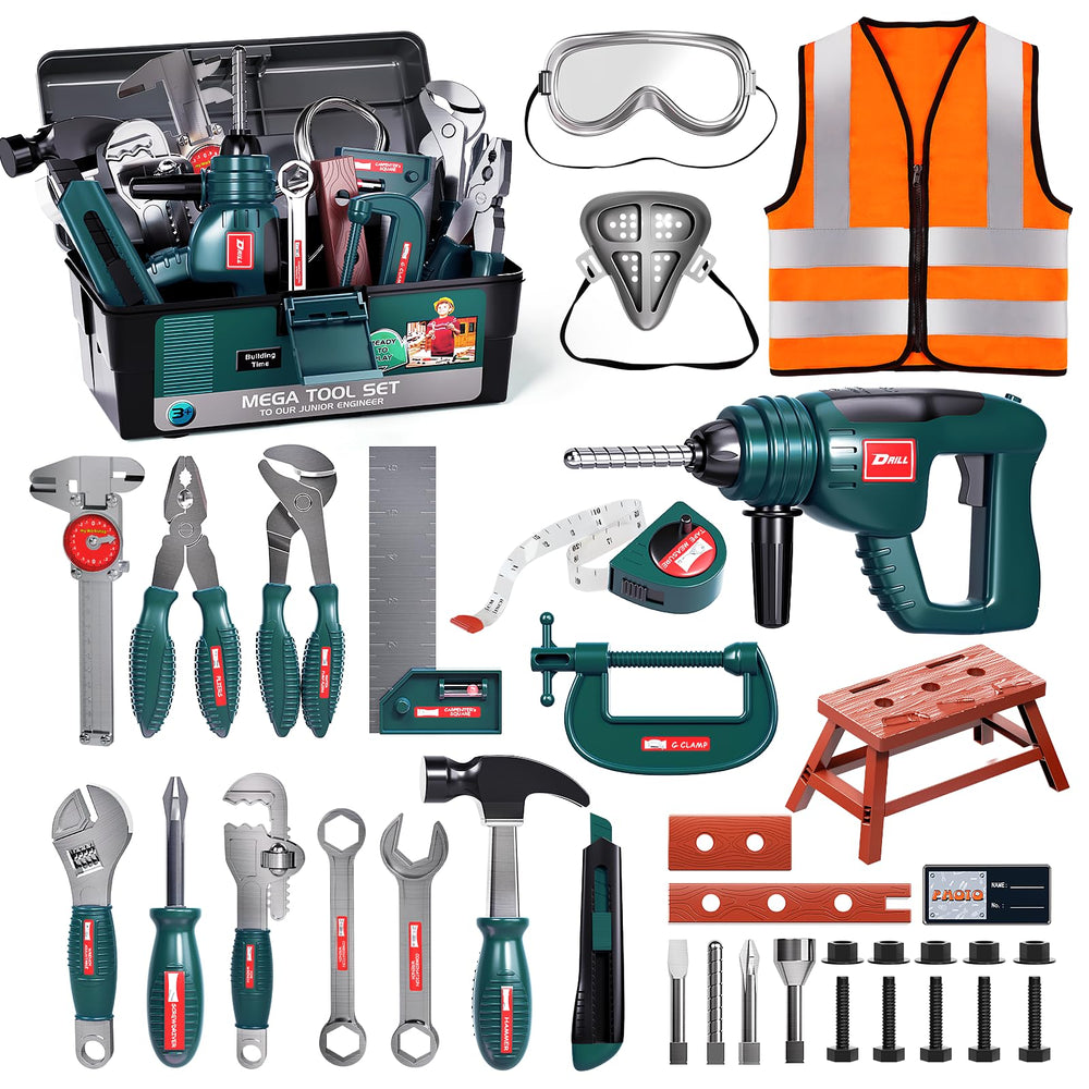 Deejoy electronic drill, green, fuels imaginative play and kid-friendly construction pretend.
