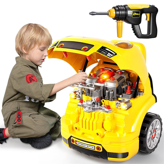 Deejoy Large Truck Builder Kit removable engine for hands-on play.