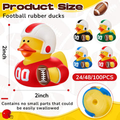 Deekin football duck used as playful desk decor at events.