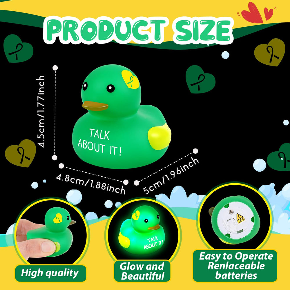 Deekin green ribbon duck pack ideal for awareness campaigns and party decor.