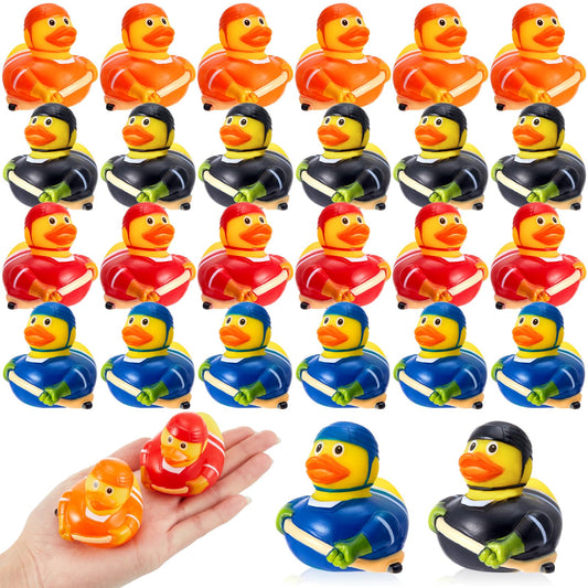 Deekin hockey duck bulk 24pcs pack shows colorful bath toys for party favors.