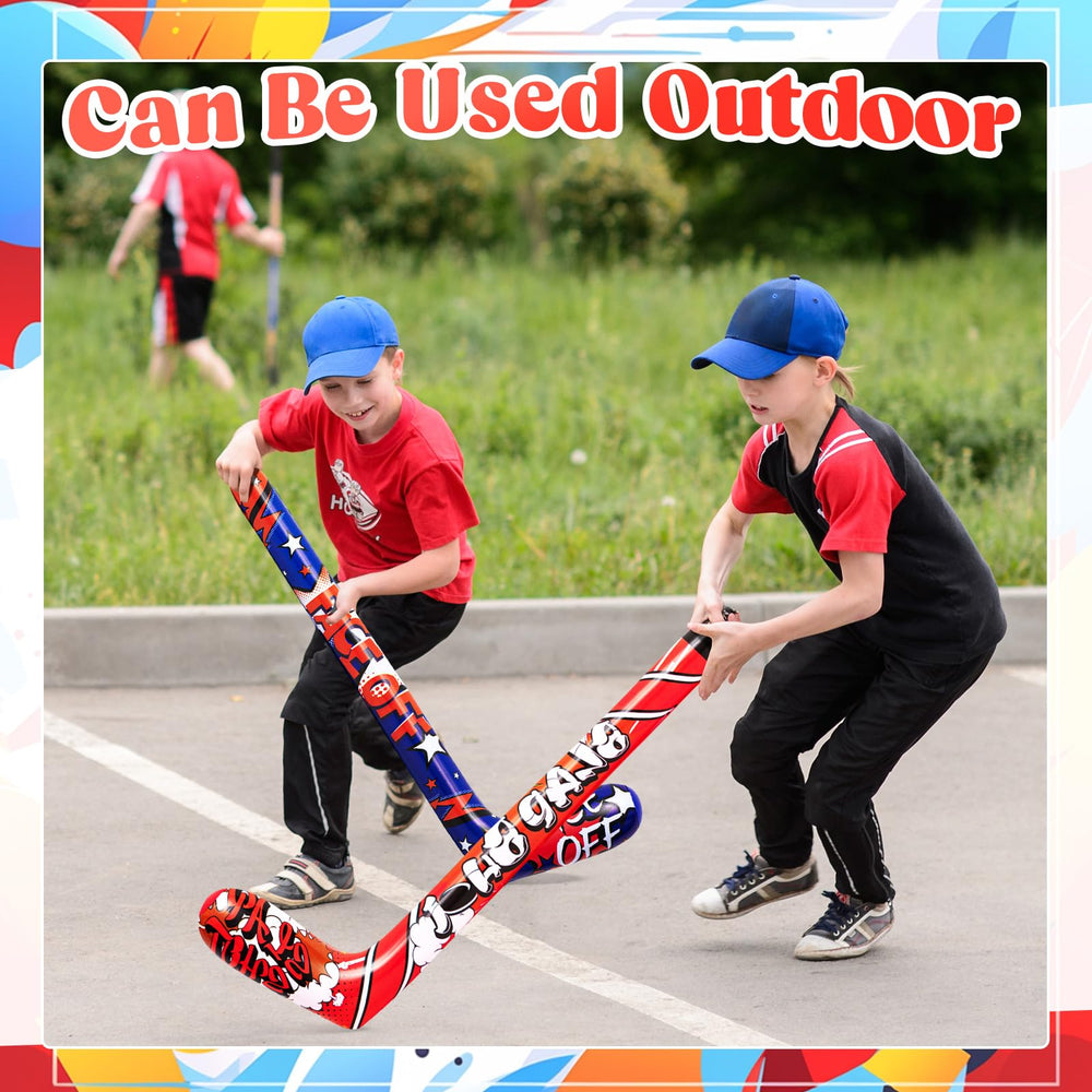 Deekin yellow design inflatable hockey stick enhances festive décor and play