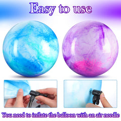 Deekin marbleized bouncy ball outdoor play highlighting 15-inch size and resilience.