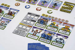 Deep Water Games' Fantastic Factories: overhead view of factory layout planning.