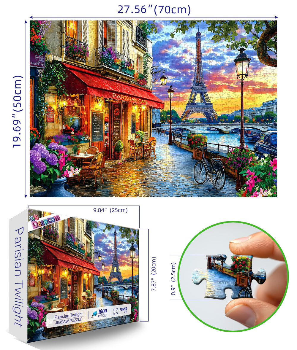 Deepcom Paris Twilight Seine River scene puzzle, perfect for family bonding nights.