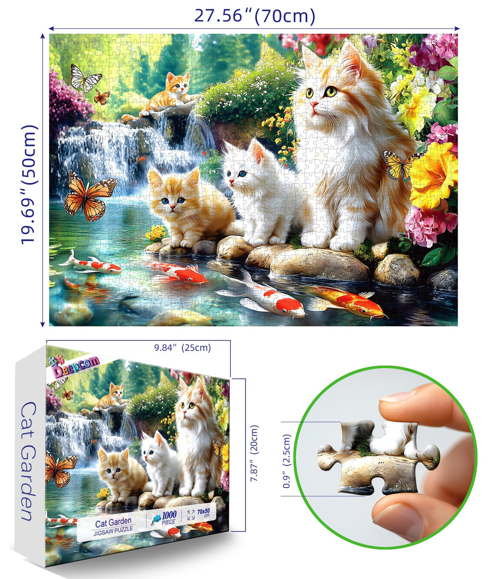 Close-up of tabby cats in Deepcom Serene Cat Garden aids focused, mindful puzzling.