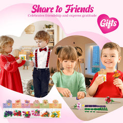 Deerher kids assemble flower blocks, boosting hands-on skills and cooperative play.